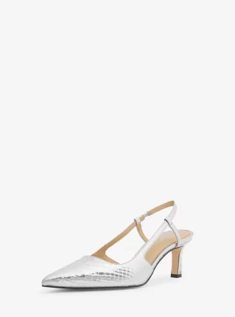 Alora Metallic-Pumps aus schlangengeprägtem Leder mit Fersenriemen