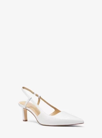 Alora Slingback-Pumps aus Leder mit Schlangenprägung