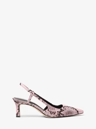 Alora Slingback-Pumps aus Leder mit Schlangenprägung