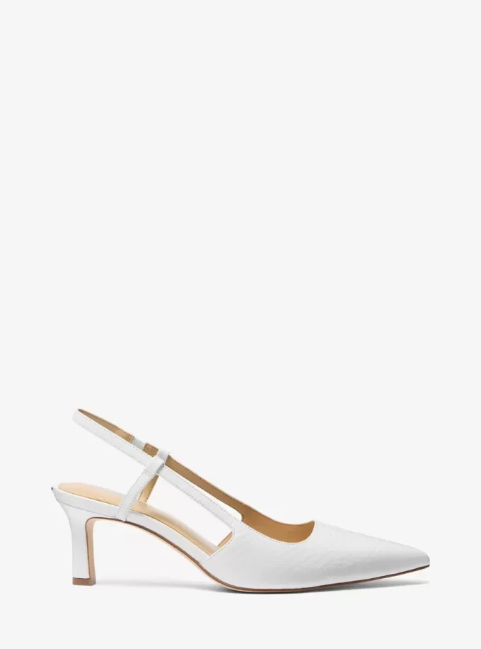 Alora Slingback-Pumps aus Leder mit Schlangenprägung Alora Slingback-Pumps aus Leder mit Schlangenprägung