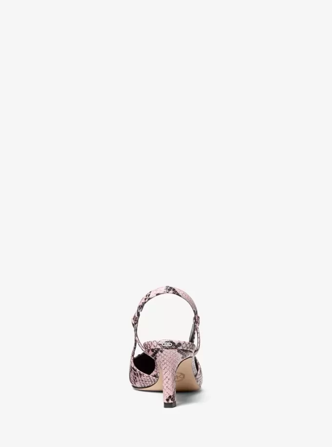 Alora Slingback-Pumps aus Leder mit Schlangenprägung