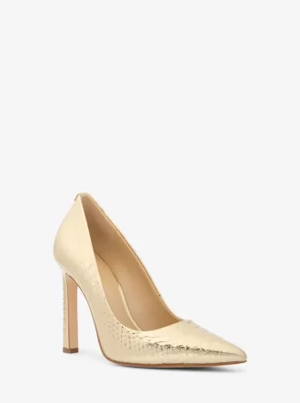 Amara Metallic-Pumps aus Leder mit Schlangenprägung