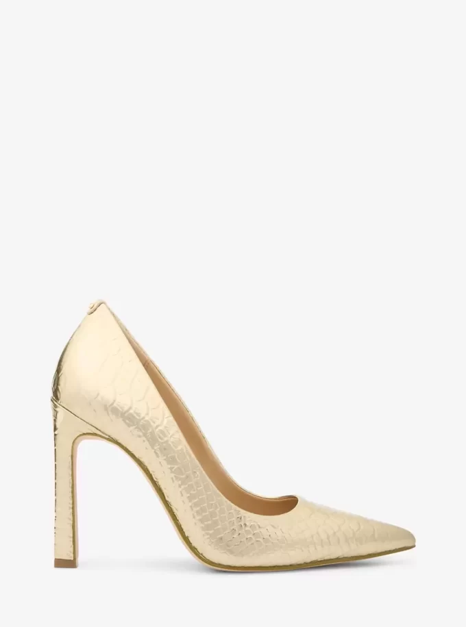 Amara Metallic-Pumps aus Leder mit Schlangenprägung