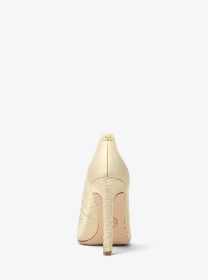 Amara Metallic-Pumps aus Leder mit Schlangenprägung
