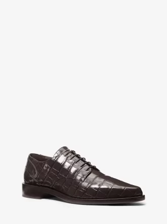 Annette Oxford-Schuhe aus Lackleder mit Krokodilprägung