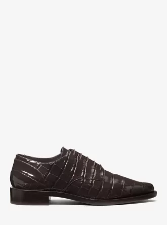 Annette Oxford-Schuhe aus Lackleder mit Krokodilprägung