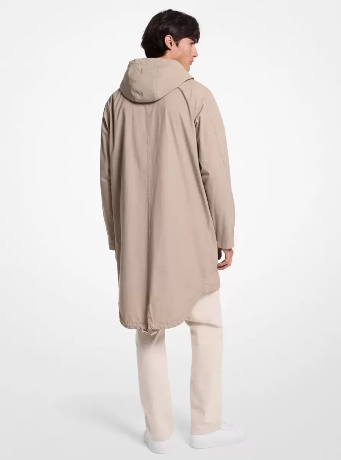 Anorak aus stückgefärbtem Stretch-Baumwollpopeline