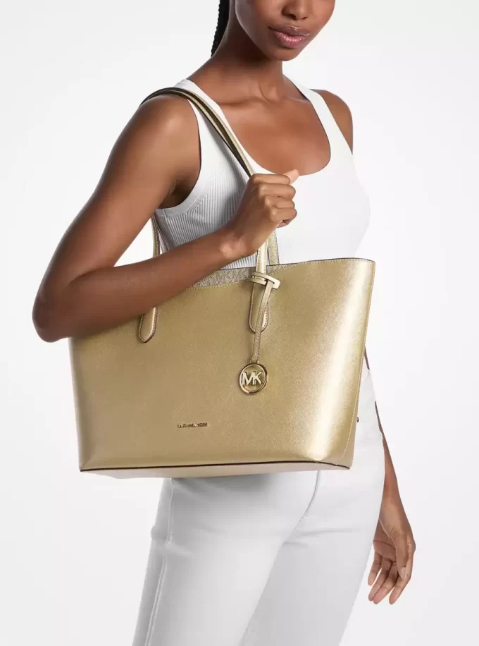 Arden Große Metallic-Tragetasche mit Reißverschluss oben