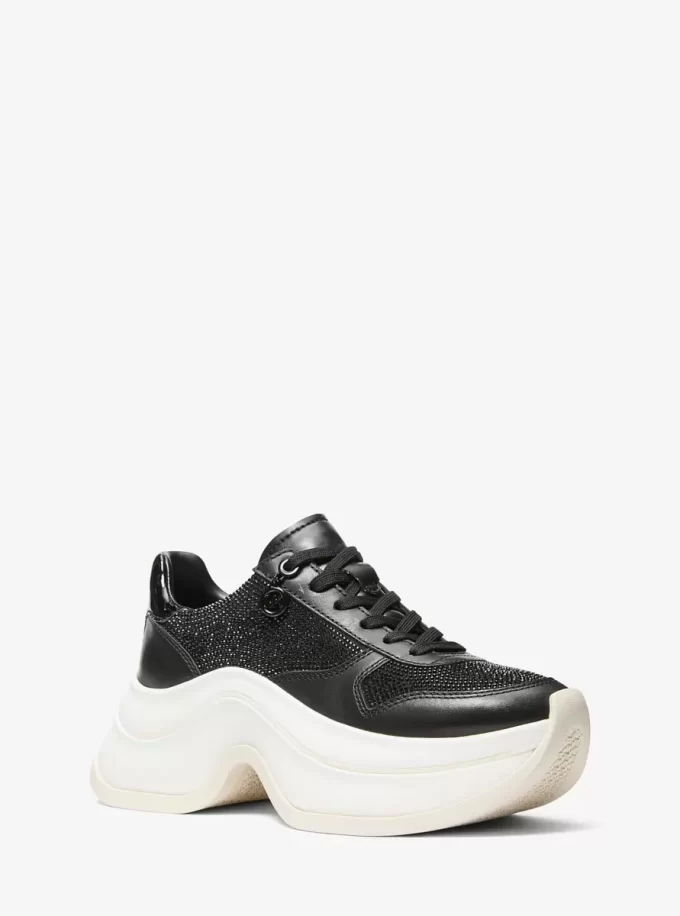 Arla Leder-Sneaker mit Verzierungen