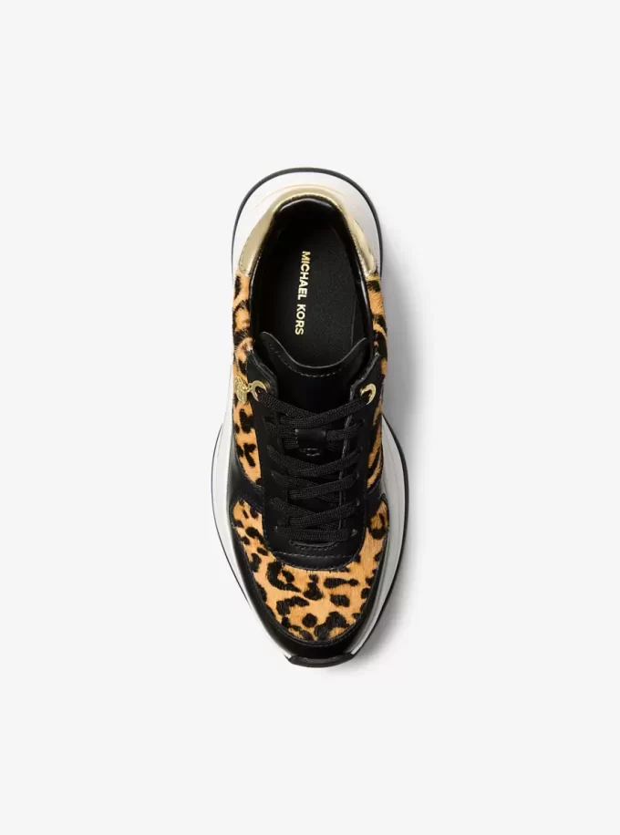 Arla Sneaker aus Kalbsfell und Leder mit Leopardenmuster