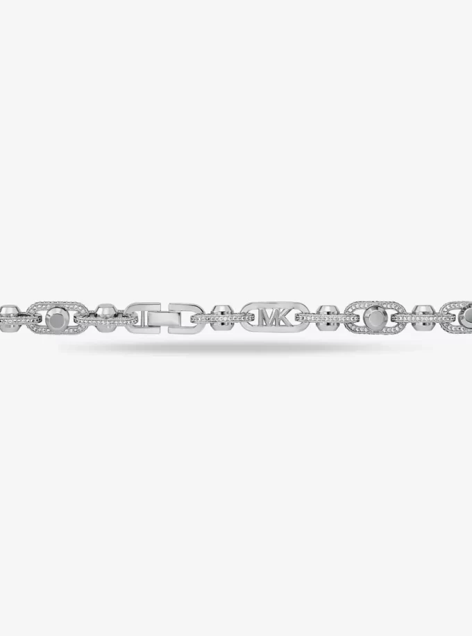 Astor Link Extra-große Halskette aus edelmetallplattiertem Messing mit Pavé-Fassung