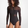 Badeanzug aus dehnbarem Nylon mit Reißverschluss