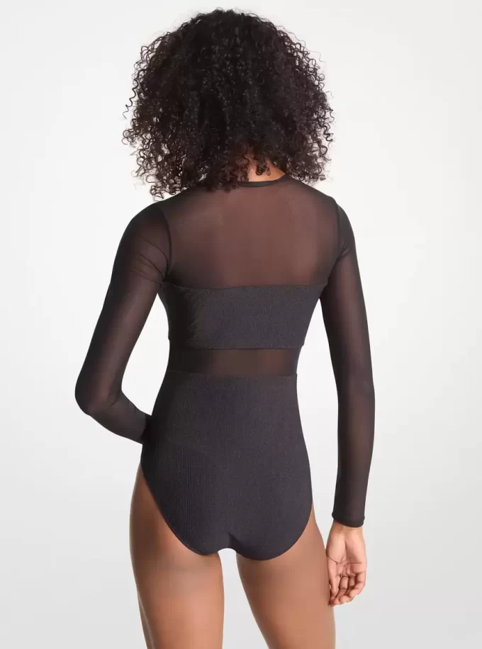 Badeanzug aus dehnbarem Nylon mit Reißverschluss