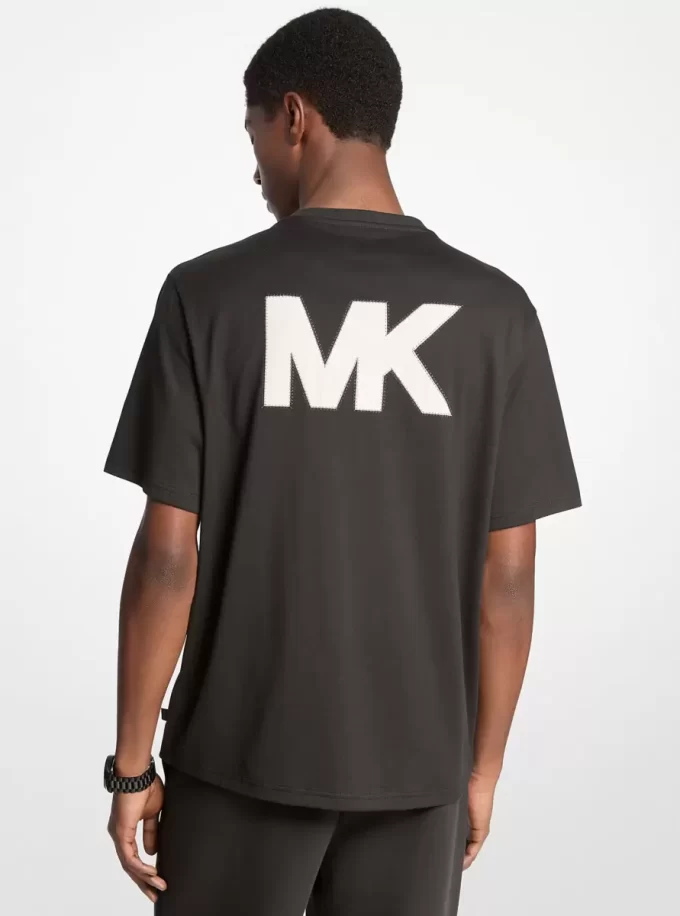 Baumwoll-T-Shirt mit Logo-Applikation