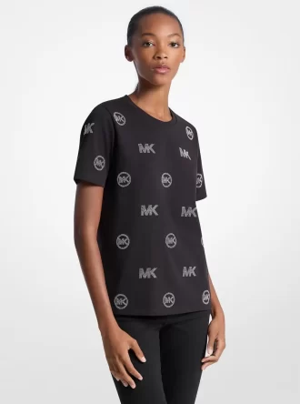 Baumwoll-T-Shirt mit Logoverzierung