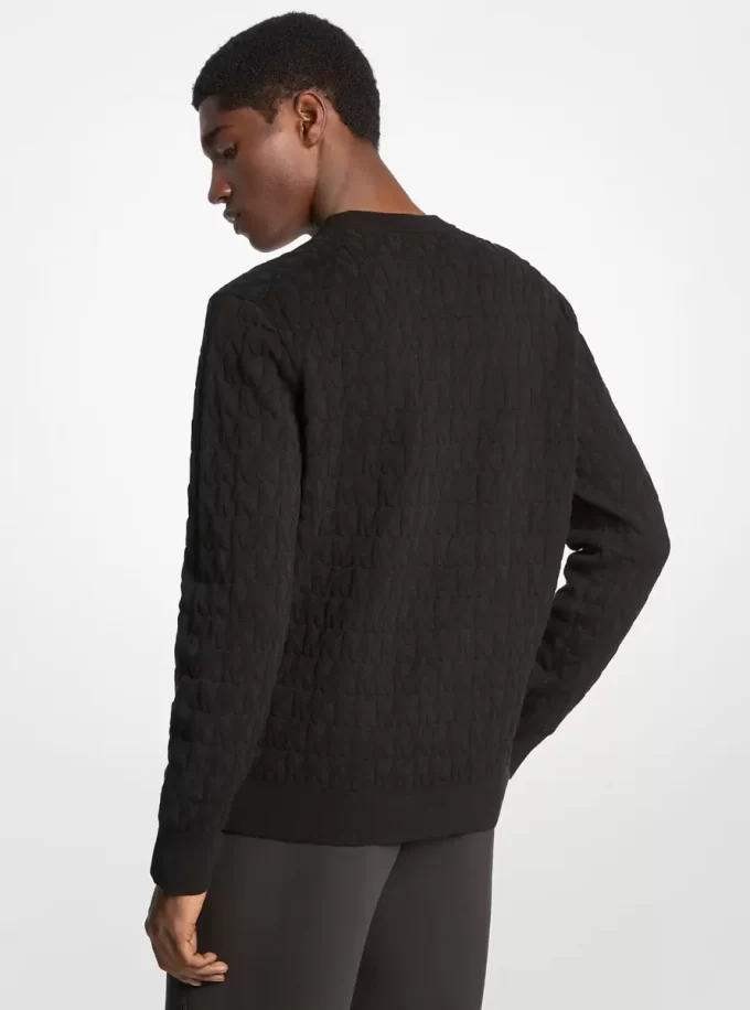 Baumwollpullover mit Logo-Jacquardmuster Baumwollpullover mit Logo-Jacquardmuster