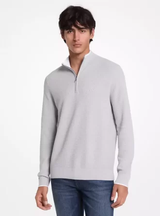 Baumwollpullover mit Viertelreißverschluss