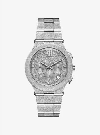 Übergroße Billie-Uhr in mattiertem Silberton