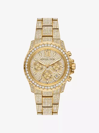 Übergroße Everest Pavé Goldfarbene Uhr