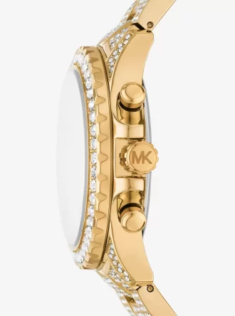 Übergroße Everest Pavé Goldfarbene Uhr