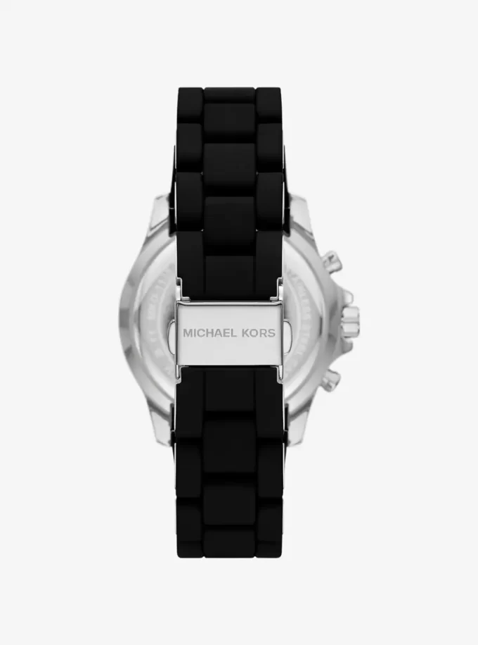 Übergroße Everest Pavé silberfarbene Uhr