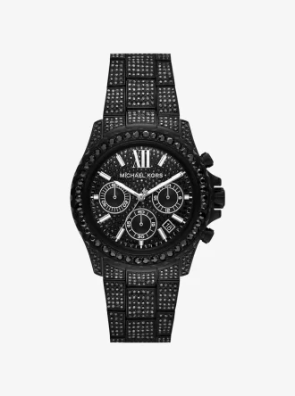 Übergroße Everest Pavé Uhr in Schwarz