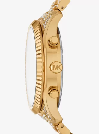 Übergroße Lexington Pavé Goldfarbene Uhr