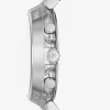 Übergroße Maren-Uhr in Silberoptik mit Lederarmband in Krokodilprägung