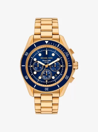 Übergroße maritime goldfarbene Uhr