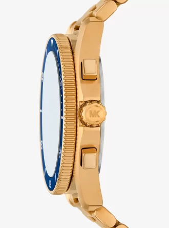 Übergroße maritime goldfarbene Uhr