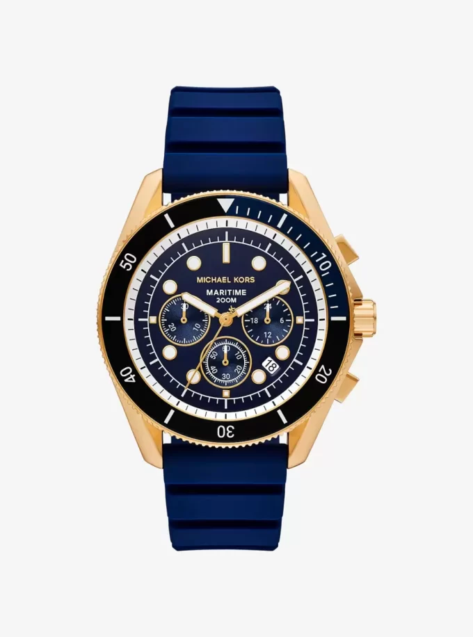 Übergroße maritime goldfarbene und Silikonuhr Übergroße maritime goldfarbene und Silikonuhr