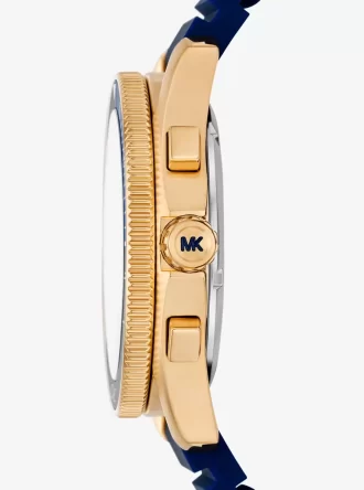 Übergroße maritime goldfarbene und Silikonuhr