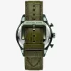 Übergroße Panorama-Uhr aus olivfarbenem Leder mit Krokodilprägung Übergroße Panorama-Uhr aus olivfarbenem Leder mit Krokodilprägung