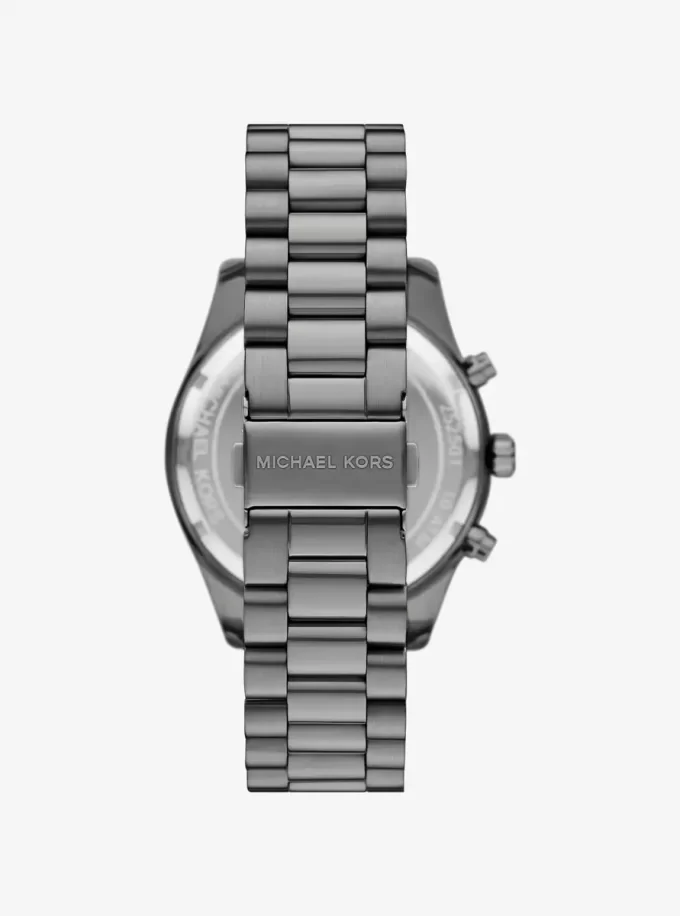 Übergroßes Lexington-Uhren- und Armband-Geschenkset in Gunmetal-Optik