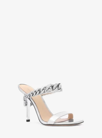 Bianca Sandale aus verziertem Metallic-Leder