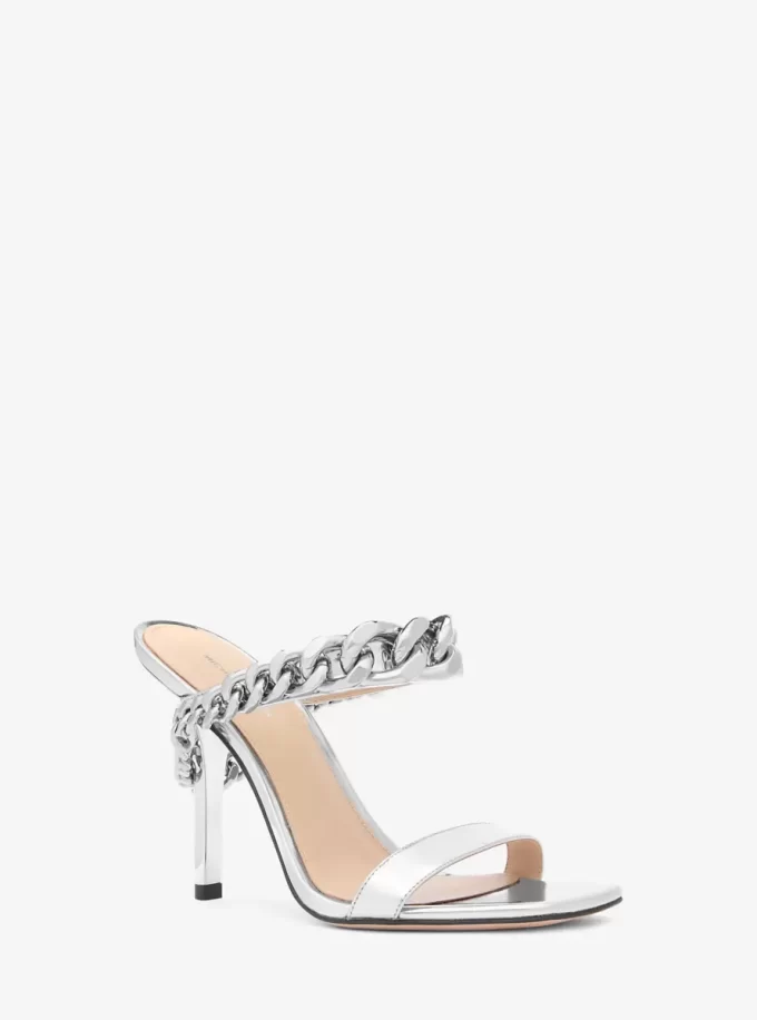 Bianca Sandale aus verziertem Metallic-Leder Bianca Sandale aus verziertem Metallic-Leder