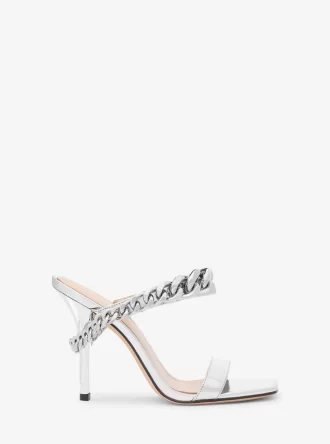 Bianca Sandale aus verziertem Metallic-Leder