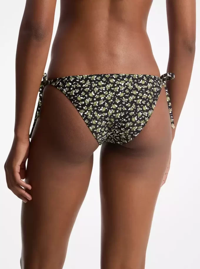 Bikinihose aus Stretch-Nylon mit Blumenmuster Bikinihose aus Stretch-Nylon mit Blumenmuster