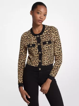 Cardigan aus Stretch-Viskose mit Leopardenmuster