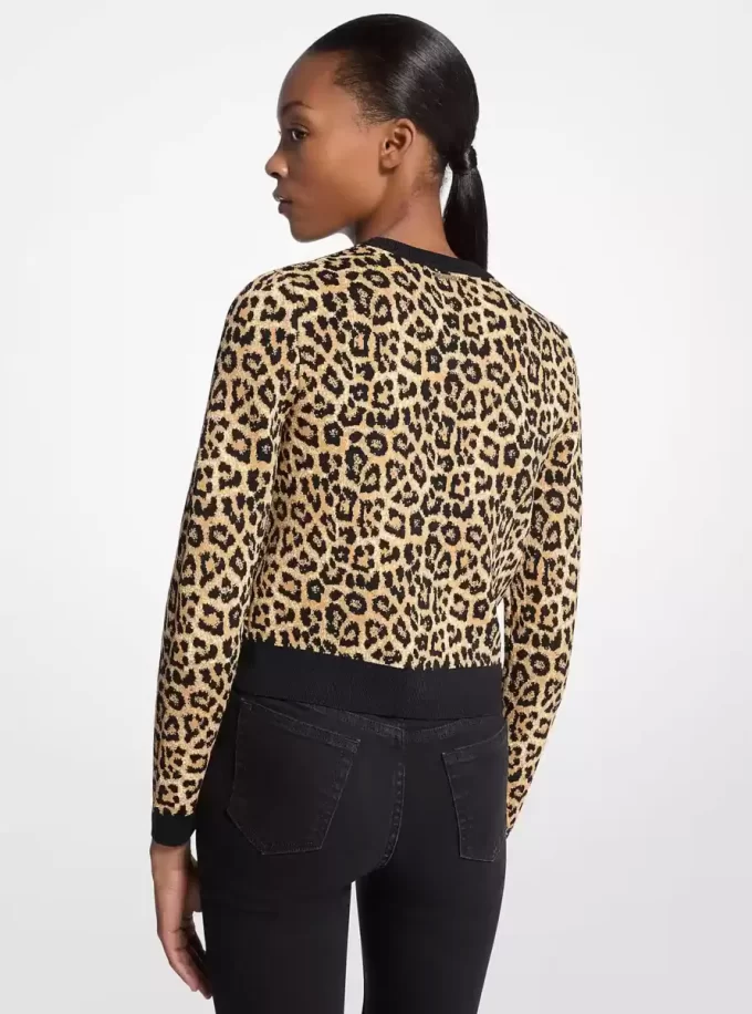 Cardigan aus Stretch-Viskose mit Leopardenmuster