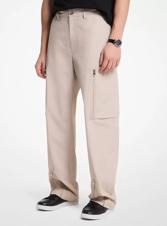 Cargohose aus Baumwollpopeline mit Reißverschluss Cargohose aus Baumwollpopeline mit Reißverschluss