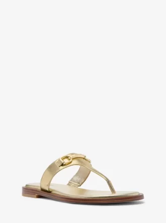 Carson Sandale aus geknacktem Metallic-Leder