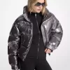 Ciré-Pufferjacke aus Metallic-Nylon Ciré-Pufferjacke aus Metallic-Nylon
