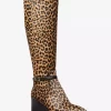 Ella Stiefelette mit Leopardenmuster aus Kalbsfell, weiter Schaft und Blockabsatz
