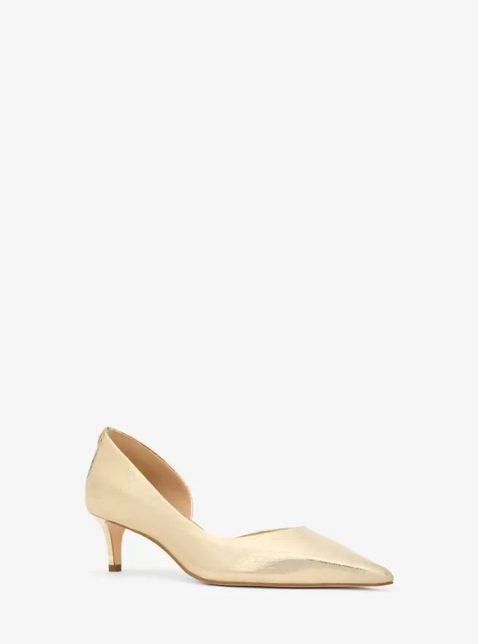 Elyse Kitten Pumps aus geknacktem Metallic-Leder