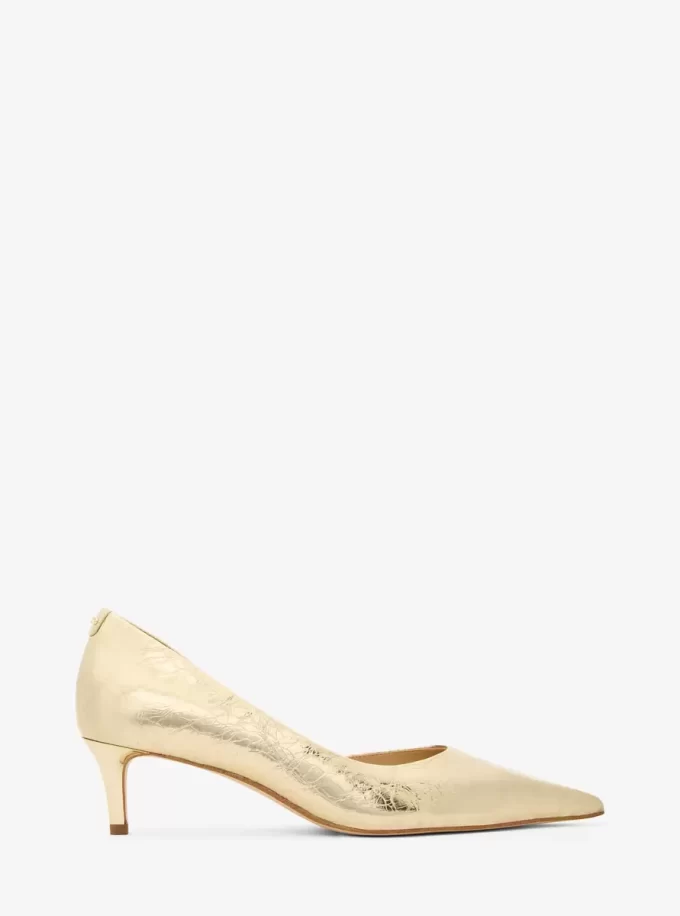 Elyse Kitten Pumps aus geknacktem Metallic-Leder