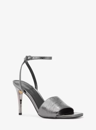 Elyse Sandale aus geknacktem Metallic-Leder