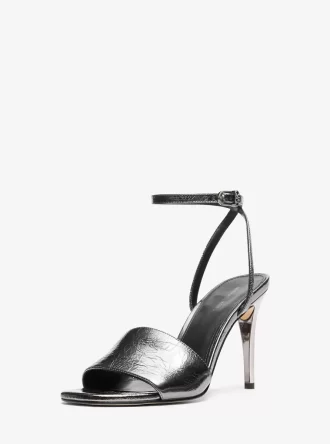 Elyse Sandale aus geknacktem Metallic-Leder