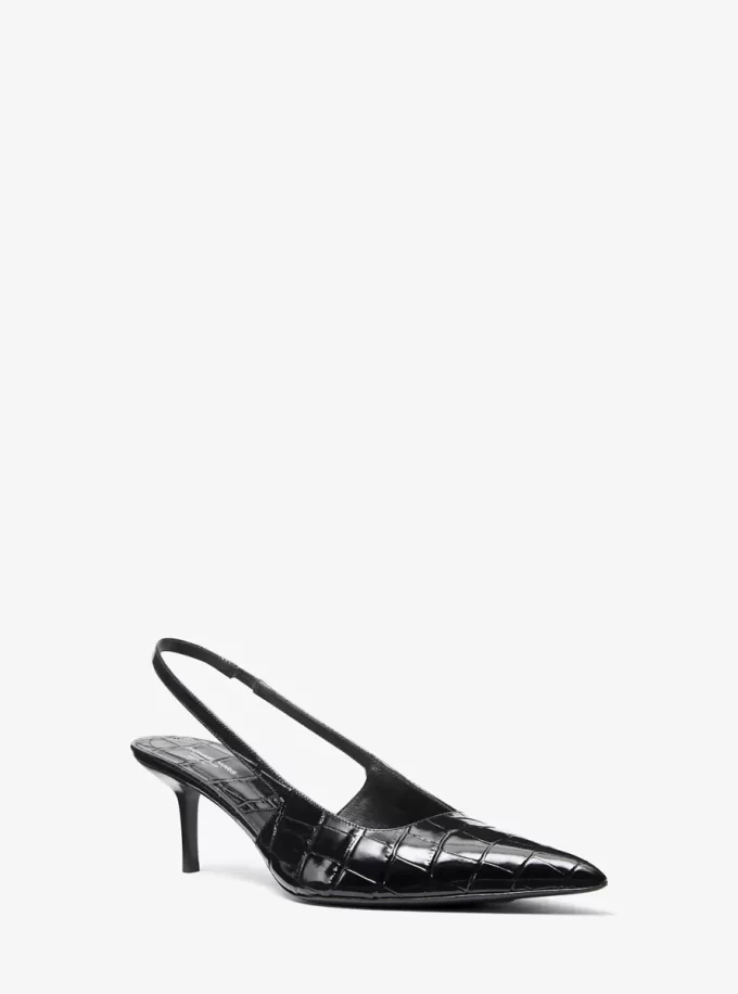 Emma Slingback-Pumps aus Leder mit Krokodilprägung Emma Slingback-Pumps aus Leder mit Krokodilprägung