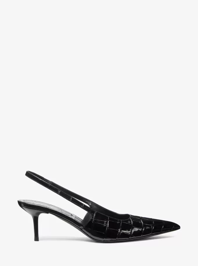 Emma Slingback-Pumps aus Leder mit Krokodilprägung Emma Slingback-Pumps aus Leder mit Krokodilprägung